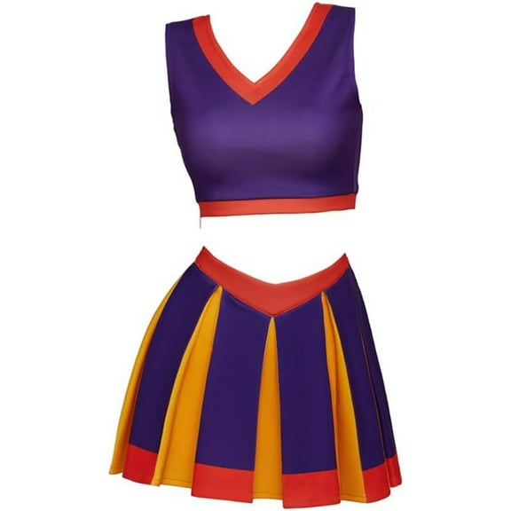 Women's Anime Cheerleader Crop Top and Mini Skirt Set High School Sleeveless Uniform