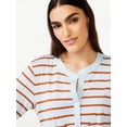 thumbnail image 4 of Free Assembly Women's Striped T-Shirt Bib Mini Dress with Long Sleeves, 4 of 6