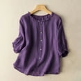 thumbnail image 3 of MaFYtyTPR Fashion Women Long Sleeve Comfortable Breathable Round--Neck Shirt Tops New Edition Top Shirt Purple L, 3 of 5