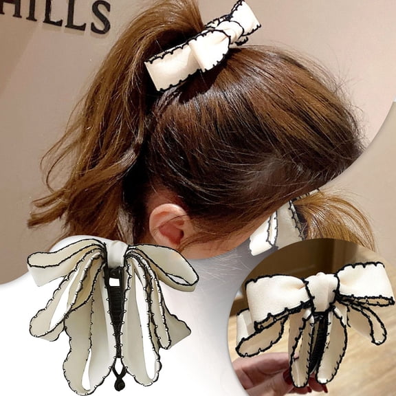 Barrettes for Women - Korean Bow Banana Hair Accessories - Elegant Ponytail Clips for Thick Hair - for Styling and Everyday Use