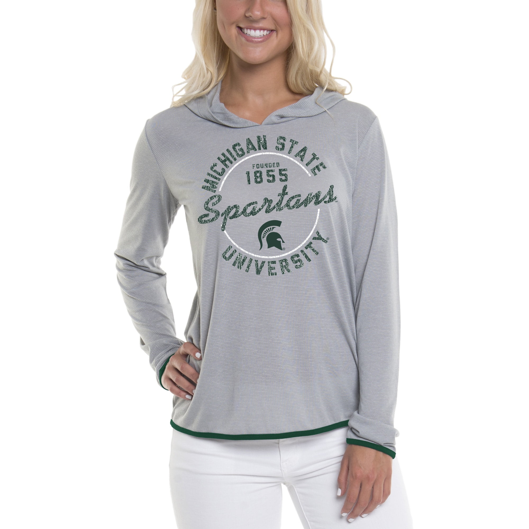 NCAA Womens Michigan State Spartans Tunic Pullover Hoodie Gray, Large