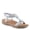 SILVER, variant on Women's SHIKOBA Slip-On T-Strap Sandals - Jeweled Floral Design, Satin Rope Material, Comfortable Sporty Outsole