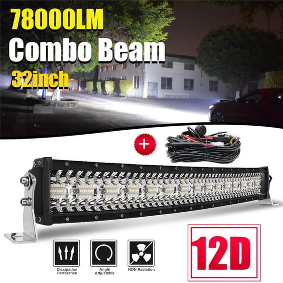 Colight 32inch 480W Curved 5D Triple Row LED Light Bar Flood Spot Combo 48000LM Driving Lights Super Bright Off road for Trucks Jeep UTV ATV SUV Boat 4WD IP68