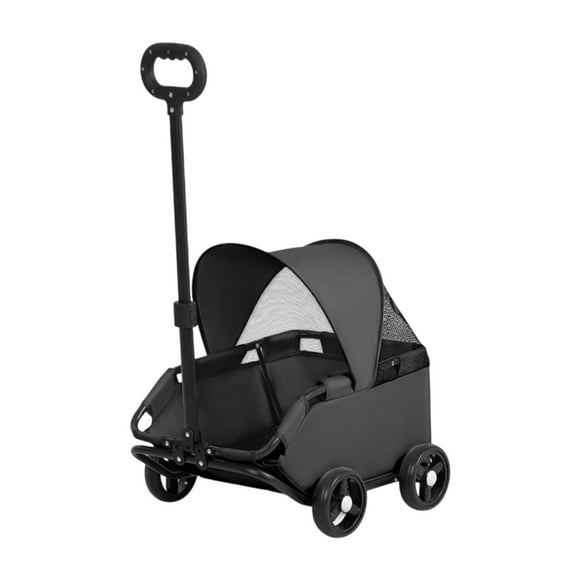 Carroller de mascotas 4 ruedas Corredor de perros Ligero, transportista de viajes de mascotas, carrito de mascotas desmontable para pequeños gatos de negro