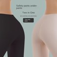 thumbnail image 2 of Pantalones de seguridad 2 en 1 de cintura alta sin costuras de seda helada, bragas para mujer, pantalones cortos transpirables ondulados debajo de la falda, medias, ropa interior para mujer, 2 of 5