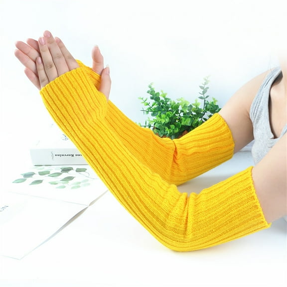 Women's And Winter Knitted Wool Fingerless Warm Pile Pile Sleeve Straight Long Gloves Gloves Mittens Gloves Mittens Women Ski Gloves Mittens Men Gloves Mittens Men Gloves Mittens Convertible Gloves