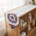 thumbnail image 4 of Patriotic American Flag Table Runner Linen Burlap Table Runner 90 Inches Long Blue Red Flowers Wreath Gray Plaid Dresser Scarves for Kitchen Island Coffee Dining Room Party Wedding Decor 13"x90", 4 of 8