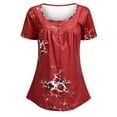 thumbnail image 4 of WISEFIN Women Summer Floral Print Short Sleeve Button Relaxed Fit Casual T-Shirt Blouse Tunic Tops, 4 of 5