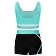 thumbnail image 2 of HULIJA Kids Girls 2 Piece Dance Sport Outfit Contrast Color Sleeveless Crop Top with Shorts Ballet Blue Green 6, 2 of 7