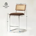 thumbnail image 5 of Natural Rattan Counter Height Stools Set of 4 with Solid Wood Back, 29 Inch Mid Century Modern Cesca Bar Stools, Brown Upholstery Boho Stool for Kitchen Counter with Chrome Metal Legs, 5 of 8
