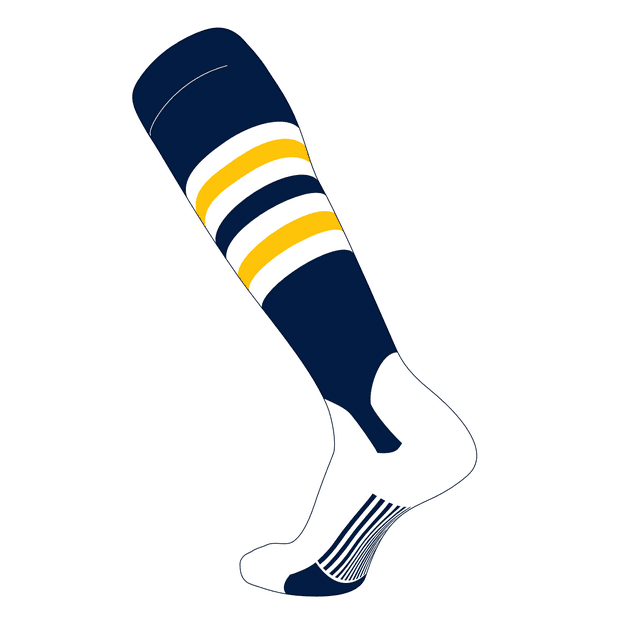 TCK Elite Baseball Knee High Stirrup Socks (I, 5in) Navy, White, Gold ...