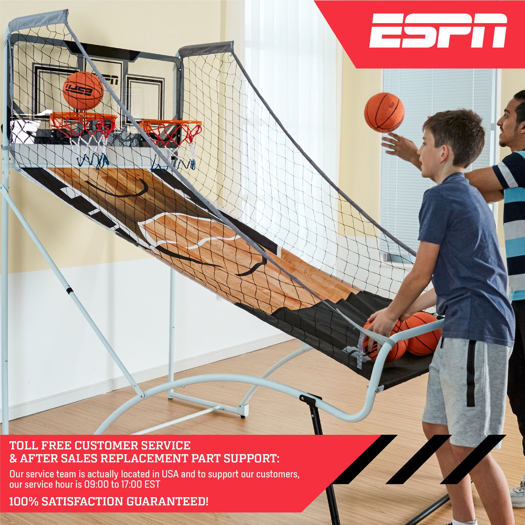 ESPN EZ Fold 2 player Basketball Game with Polycarbonate Backboard and LED Scoring 