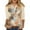 A010-Brown, variant on Henley Shirts for Women Button V Neck Camo Shirt Casual Loose Fit 3/4 Sleeve Blouses Tee
