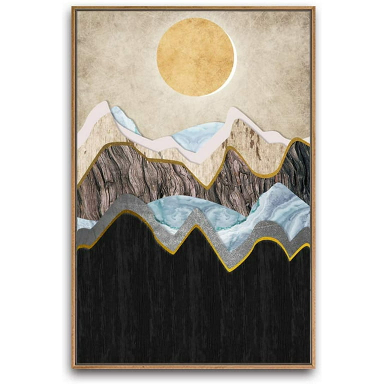 IDEA4WALL Framed Canvas Prints Wall Art Abstract Mountain Nature Scenery  Landscape Artwork for Living Room Decoration, 24x36 inches