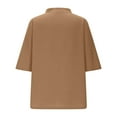 thumbnail image 5 of RYRJJ Cotton Linen T Shirt for Women 3/4 Length Sleeve Shirts V-Neck Casual Tunic Tops Basic Side Split Loose Fit Blouse(Khaki,XXL), 5 of 6