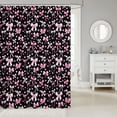 thumbnail image 2 of Manfei Pink Heart Bowtie Shower Curtain 72Wx78L,Polka Dot Bath Curtain, 2 of 5
