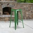 thumbnail image 2 of Flash Furniture 30" High Backless Green Metal Barstool with Square Wood Seat, 2 of 13