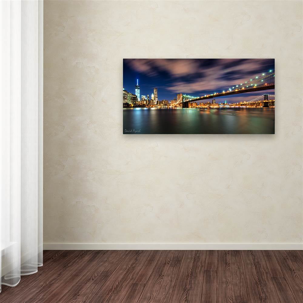 Trademark Fine Art "Brooklyn Bridge and Downtown" Canvas Art by David Ayash