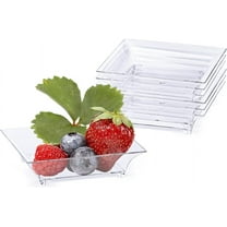 150 Count Plastic Dessert Plates, Mini Mini Mini Disposable Square Plates for Desserts, Appetizers, Sauces, Tastings