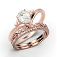 thumbnail image 3 of Gorgeous Minimalist 2.25 Carat Pear Cut Diamond Moissanite Unique Engagement Ring, Affordable Wedding Ring, Two Matching Band In 10K Solid Rose Gold Gift For Her Love, Trio Ring Set, 3 of 4