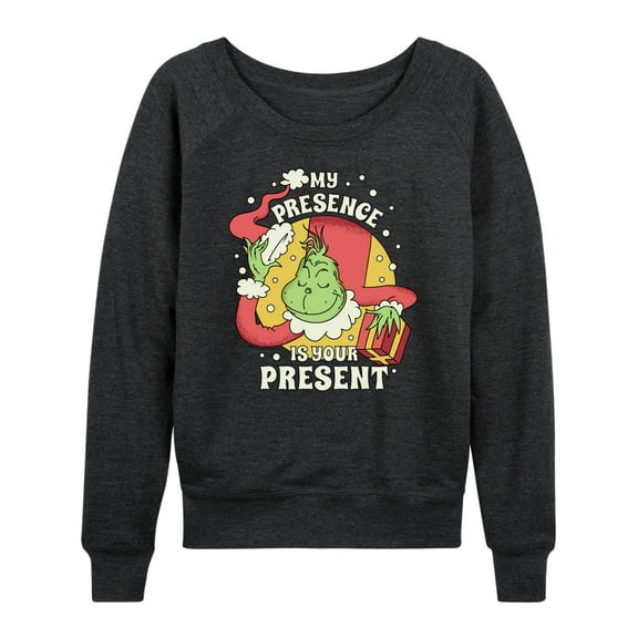 Dr. Seuss The Grinch - Christmas - Presence Is Your Present - Women's Lightweight French Terry Long Sleeve Shirt
