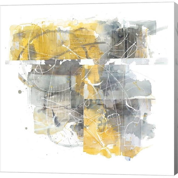 Metaverse C959112-0120000-AAAACMA Moving in & Out of Traffic II Yellow Grey by Mike Schick Canvas Wall Art - 12 x 12 in.