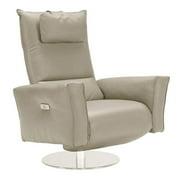 Kawagoe Full Grain Italian Leather Accent Reclining Chair - Silverfox