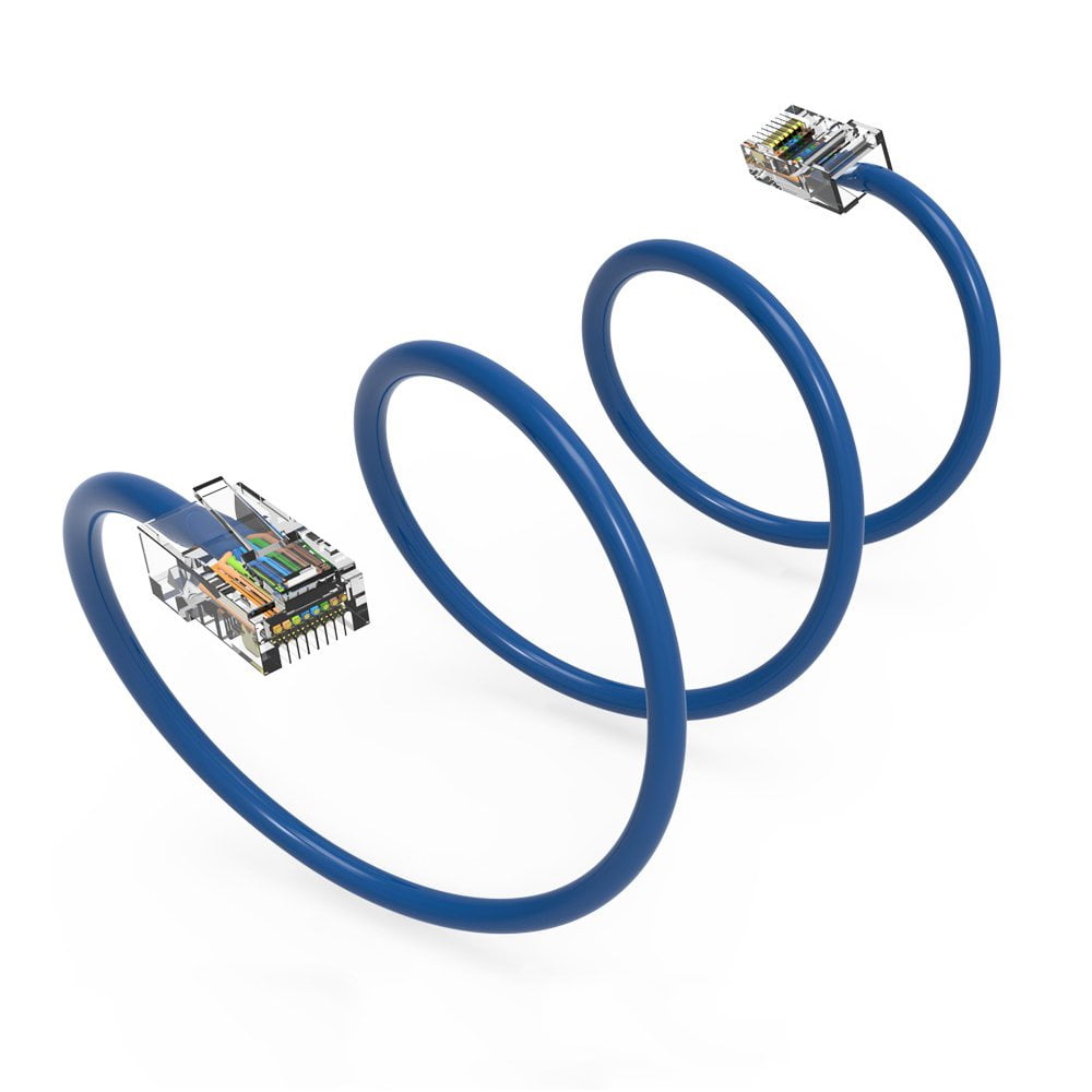 FireFold Cat5e Ethernet Patch Cable Blue 20ft with Gold Plated RJ45 Connectors – 350 MHz High Performance Patch Cord – 4 UTP 24 AWG Stranded Copper Pure Conductors with PVC Jacket