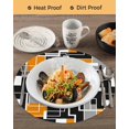 thumbnail image 3 of 15 Inch Round Placemats Set of 4, Burnt Orange Black Geometric Non Slip Heat Insulation PP Table Mats, Modern Color Block Abstract Washable Place Mats for Kitchen Dining Party Table Decor, 3 of 7