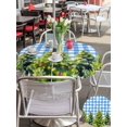 thumbnail image 4 of Outdoor Tablecloth with Umbrella Hole and Zipper, Christmas Snowflakes Round Table Cloth 60 Inch Waterproof Tablecloth, Xmas Winter Green Pine Trees Blue Plaid Picnic Table Cover for Patio Camping, 4 of 7