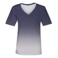 thumbnail image 4 of Tshirts Women Trendy Women's V-neck Short-sleeved Fashionable Gradient Printed Top, 4 of 5