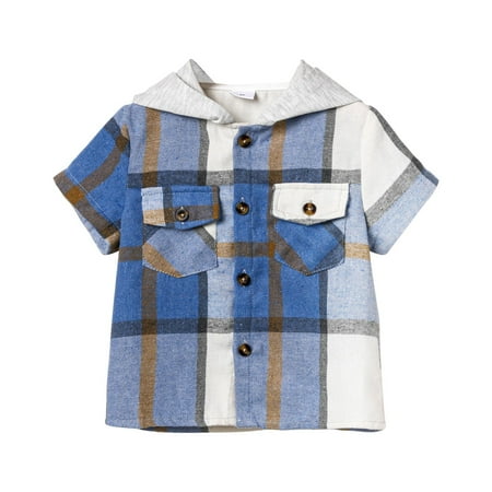 

KI-8jcuD Spring Tops Kids Toddler Baby Boys Spring Summer Plaid Short Sleeve Hooded Tshirt Clothing Top Shirt Boy Tops Youth Short Set Boys Thermal Shirts Long Sleeve 4T Boys Shirts Short Sleeve Tee