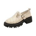 thumbnail image 3 of Willtoo Women Polka Dot T-Strap Mary Jane Platform Shoes, Adjustable Buckle Lug Sole Round Toe Chunky Loafers, Elegant Block Heel Non-Slip Slip-On Dress Shoes Casual Daily Work School Shoes, 3 of 5