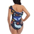 thumbnail image 5 of Picia The Underwater World Pattern Women's One Piece Swimsuits,One Shoulder Swimwear Asymmetric ,Ruffle Monokinis Bathing Suits,High Waisted Flattering Bathing Suits-XX-Large, 5 of 8