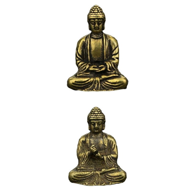 Adornos de Buda de meditación Zulema estatua de Sakyamuni pequeña Mini estatua de latón Sakyamuni