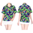 thumbnail image 2 of LA LEELA Hawaiian Shirts Womens Casual Summer Beach Party Blouses Shirt Blouse Short Sleeve Tropical Vacation Button up Dress Shirts for Women S Parrot Palm, Royal Blue, 2 of 4