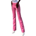 thumbnail image 2 of HLSOHJP Women's Lace Up PU Leather Pants Chic High Waist Hollow Out Drawstring Bandage Cut Out Faux Leather Trousers, 2 of 6