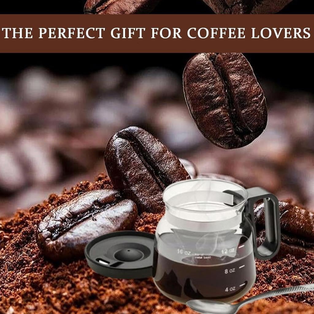 16Ounce Glass Coffee Cup With Secure Cover And Nonslip Grips Ideal For Teas Juices Or Espressos Drink