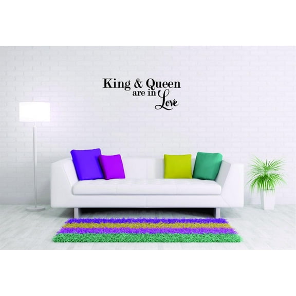 Decal Wall Sticker - King And Queen Are In Love Fairy Tale Castle Prince Princess Love Home Decor Picture Art 12x30 Inches