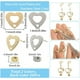 thumbnail image 2 of 40 piezas de aretes de corazón chapados en oro real de 24 quilates con agujeros para manualidades de aretes colgantes., 2 of 9