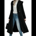 thumbnail image 3 of Chaqueta Informal con Capucha y Cuello en V de Larga y Forro Cálido para Mujer, Abrigos de Otoño e Invierno. Negro XL, 3 of 7