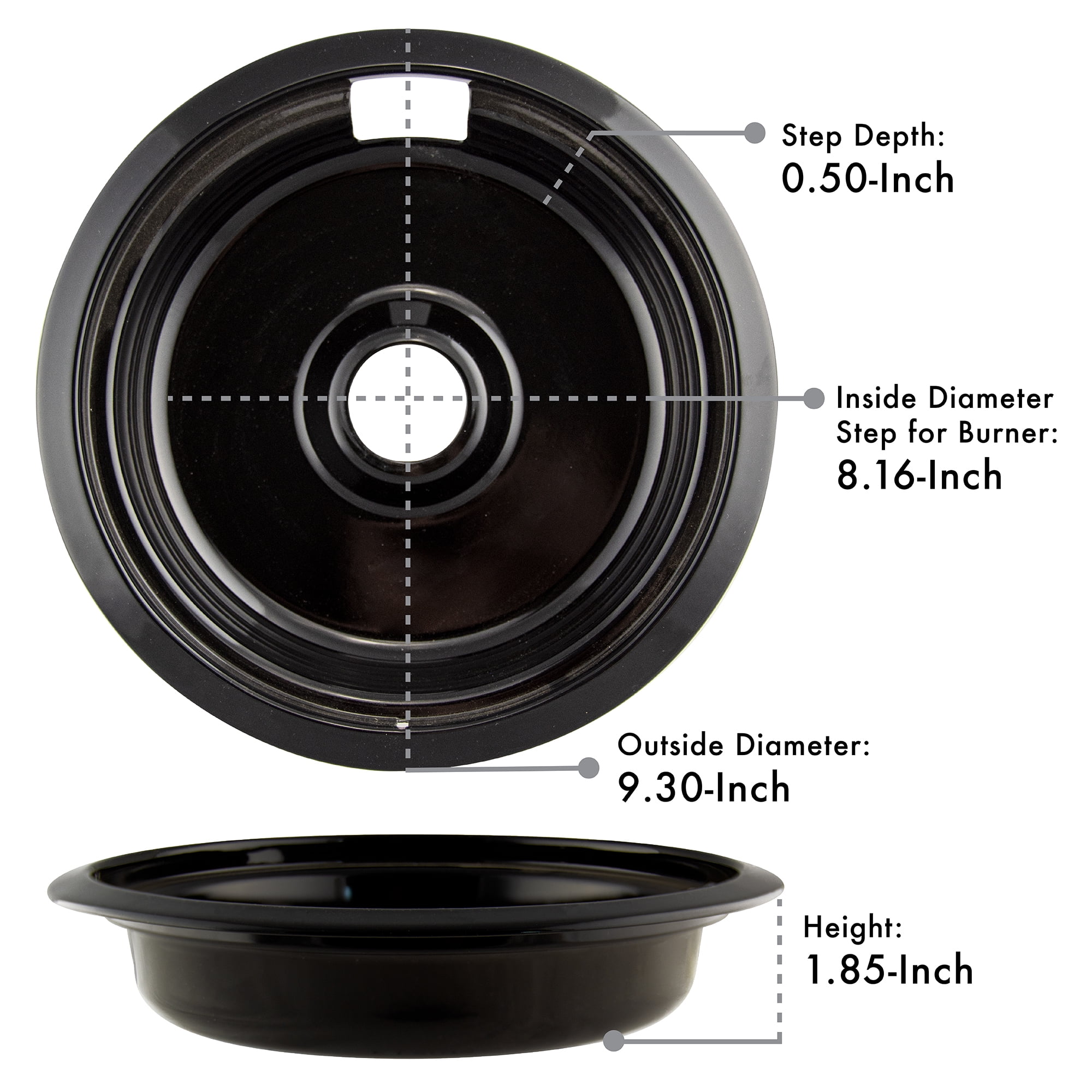 Range Kleen P109104XH Heavy Duty Style F Black Porcelain Drip Bowls, 2 Large and 2 Small