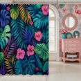 thumbnail image 2 of Manfei Tropical Floral Leaves Shower Curtain 72Wx72L,Botanical Plants Bathroom Curtain, 2 of 6
