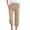 Khaki, variant on LUOGENLI Female Casual Pants Women's Solid Color Linen Blend 7/8 Pants Loose Fit Casual Trousers with Pockets Womens Casual Pants Blue Women Business Casual Pants Stretch Waist Navy L
