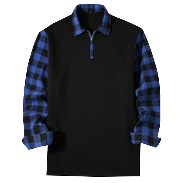 Blusa y camisa de manga larga con cuello vuelto para hombre, moda informal con cremallera, cuello vuelto enrejado, abrigo holgado de manga larga, abrigo de poliéster para hombre
