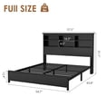 thumbnail image 6 of Bed Frame with Bookcase Headboard, Tall Wooden Bed Headboard Frame with Type-c & USB Charging Station, 6 of 7