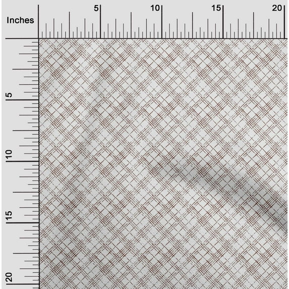 oneOone Silk Tabby Brown Fabric Geometric Check Fabric For Sewing Printed Craft Fabric By The Yard 42 Inch Wide