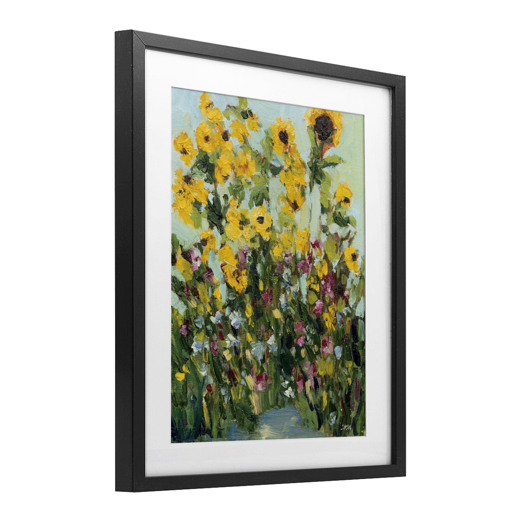 Stupell Industries Sunlit Sunflowers in Garden Black Framed Print Under Glass, design by Carson Overstreet