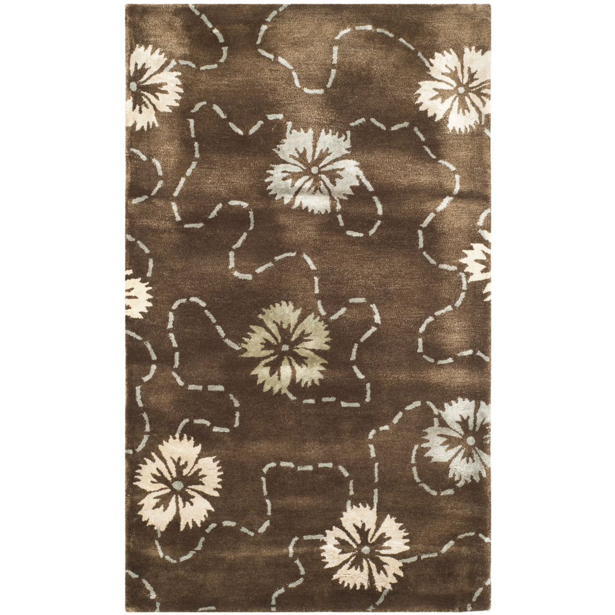SAFAVIEH Martha Stewart Garland Blush Floral Area Rug, Mocha, 3'9" x 5'9"