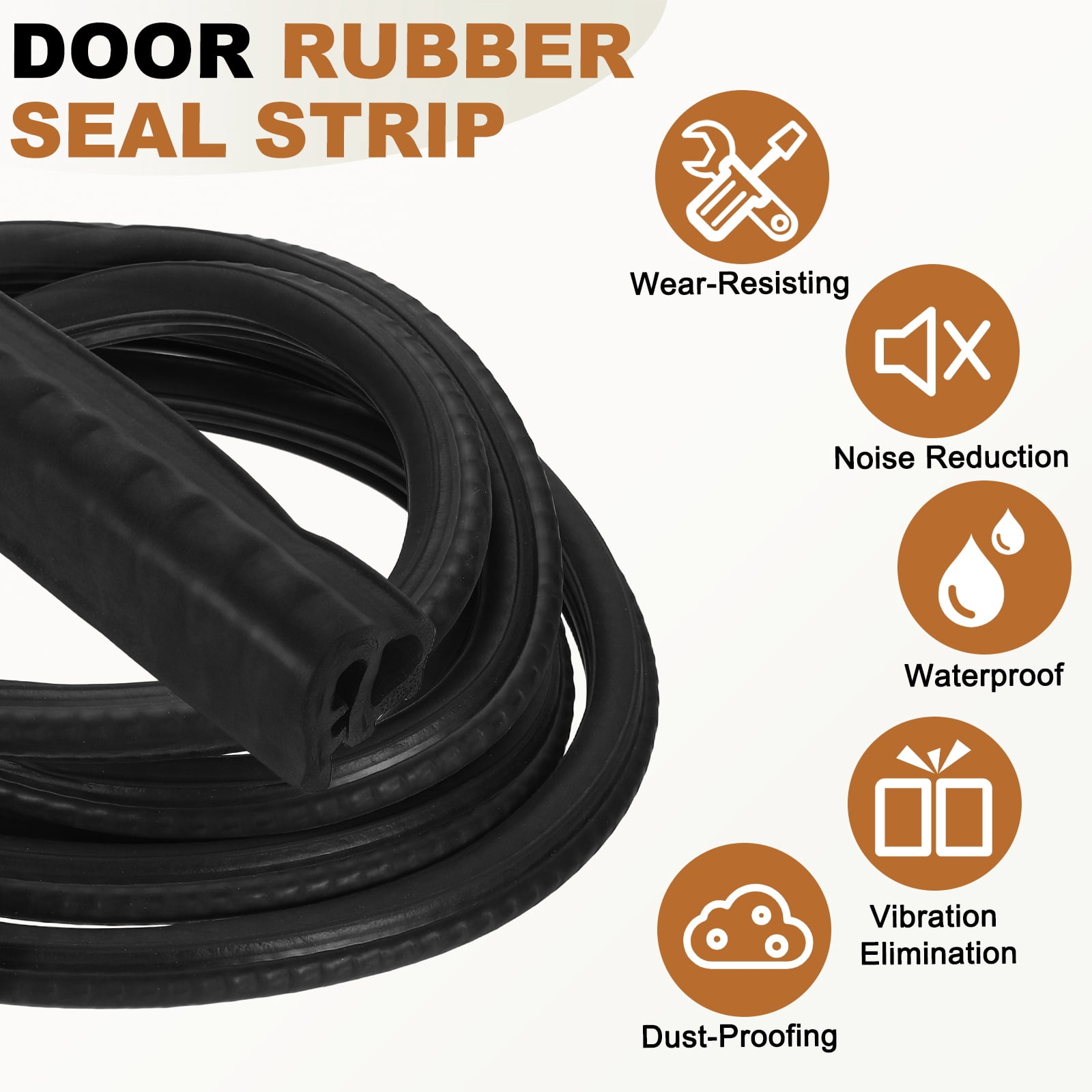 Door Weather Stripping 6.5FT, 13mm W x 12mm H EPDM Car Door Rubber Edge Trim Seal Strip Gasket with Side Bulb Fit 0.5mm to 2mm Edge for Electrical Cabinet Car Boat RV Truck, Black